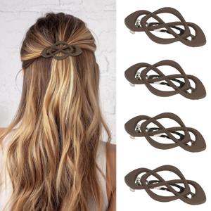 Amariver Hair Barrettes for Women 4packs Brown Hair Clips French Barrette Vintage HairClips f Stylish Accessories for Women Girls