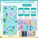 Newwiee 20 Pack Oversized Beach Towels Bulk 59" x 28" Soft Microfiber Sand Free Towels Absorbent Lightweight Quick Dry Assorted Vibrant Patterns for Hawaii Pool Travel Bath Outdoor Camping