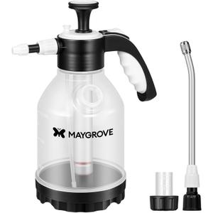 MAYGROVE 0.4 Gal Pump Sprayer, Hand Water Spray Bottle for Indoor Plant, Clear Plant Sprayer with Side Filling Port, Measuring Cup, Adjustable Nozzles, Safe Pressure Relief Valve