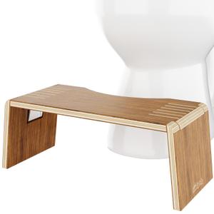 Squatty Potty Oslo Teak Folding Toilet Stool  Compact, Stylish, and Space-Saving Design for Better Bathroom Posture, Durable Teak, No Assembly Required (7 Inches)