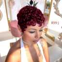 Pixie Cut Wigs for Black Women, Dark Brown Short Layered Curly Human Wigs With Bangs 150% Density Wear Go Glueless Wig for Daily Natural Looking(#4, 6 inch)