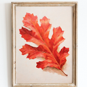Fall Leaf Print | Oak Leaf Autumn Decor | Trendy Wall Art | Retro Rustic Farmhouse Print | Stylish Elegant Oil Painting | Housewarming Gift