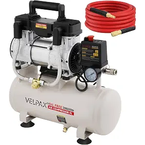Ultra Quiet Air Compressor, Only 60dB, 2.4 Gallon Tank, Oil-Free, 110V/60Hz 1.5HP, 6.71CFM@115PSI, Air Compressor Perfect for Spray Painting, Auto Repair, Tire inflation, Woodwork nailing
