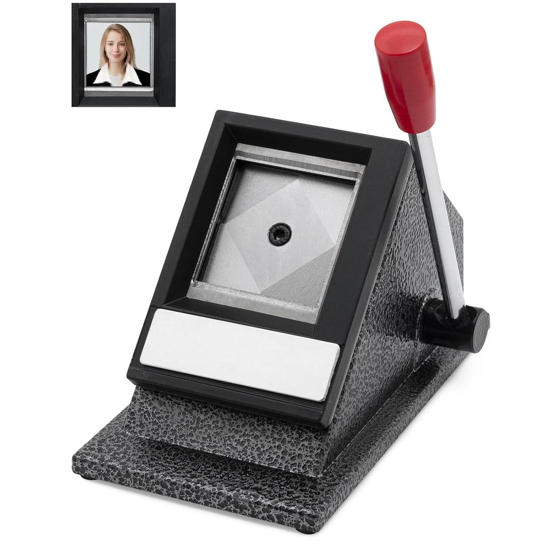 Table Top Passport Photo Cutter for 2x2 inch Picture,50x50mm Manual Square Punch Cutter for PVC Cards and u.s. Passport ID Photo