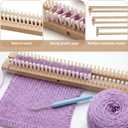 Lounsweer 38" Extra Long Chunky Blanket Loom Knitting Board Kit Adjustable Wood Looms for Beginners DIY Craft Enthusiasts Single Knit and Double Knit 168 Pegs