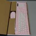 Wireless Keyboard and Mouse Combo, Full-Sized Quiet Wireless Keyboard and Adjustable DPI Mouse, 2.4GHz USB Receiver, Keyboard and Mouse for PC, Windows, Desktop, Laptop (Pink and White-B)