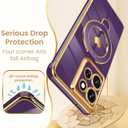 for Motorola Moto G 2026 Cute Love Heart Kickstand Woman Girls Phone Case with Screen Protector: Luxury Plated Gold Edge Soft TPU Full Camera Protection Cover for Moto G Play 2026 (Deep Purple)