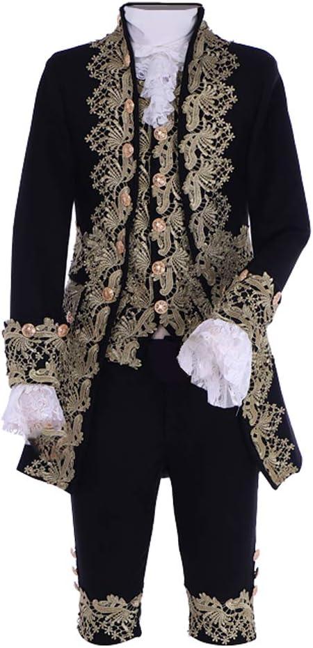 1791's lady Men's Victorian Fancy Outfit 18th Century Regency Tailcoat Vest Halloween Costume (XXL-H:(73-74")C:(50-52")W:(44-46")H:(48-50"), Black)