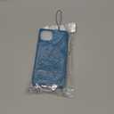 iCoverCase Compatible with iPhone 13 Wallet Phone Case with Card Holder for Women, RFID Blocking Embossed PU Leather Wrist Strap Case 6.1 Inch (Heart Blue)