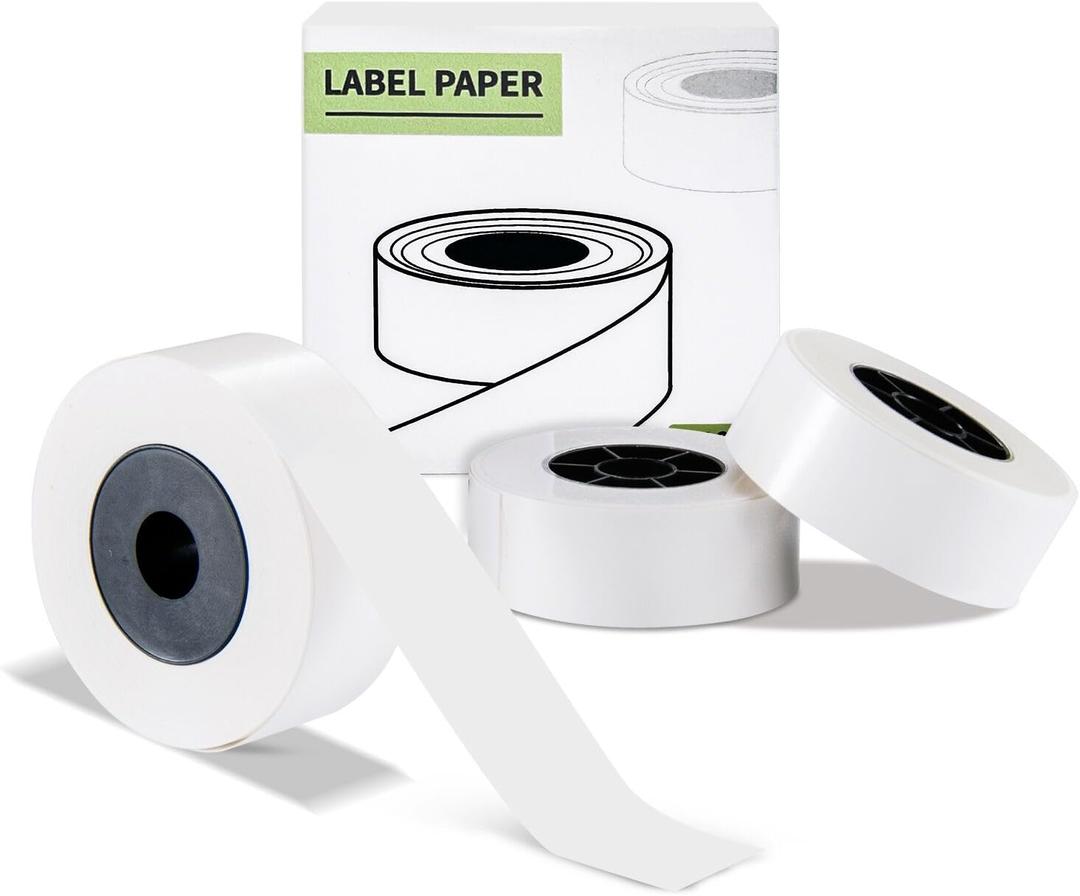 2 x Label Maker Tape, 15x7mm Thermal Tape for D30, White | 3 Rolls pack. Self-adhesive tape, great for gift, home, school and office labeling