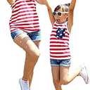 Noubeau 4th of July Mommy and Me American Flag Striped Stars Tank Tops Cami Vest Sleeveless Shirts S 80