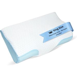 Derila King Size Cooling Pillowcase | Optimal Temperature Control for Your Memory Foam Pillow for Perfect Sleep. Quality Material White Pillowcase ensures Anti Snore Pillows (King Size (23.6" x 13.4" x 4.3"))