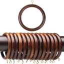 24Pieces 3.5 Inch Wooden Drapery Curtain Rod Rings for 1.5-2 inch Rod Pole, 2.7 INCH Inner Dia, Natural Rosewood (24, 2.7 INCH Inner Dia)