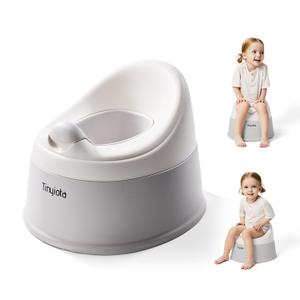 Tinyiota Toddler Potty Training Toilet, Removable Bowl with High Splash Guard, Assembles in Seconds, Easy-Clean and Travel-Ready for Boys and Girls Ages 6 Months to 3 Years (Gray) (Grey)