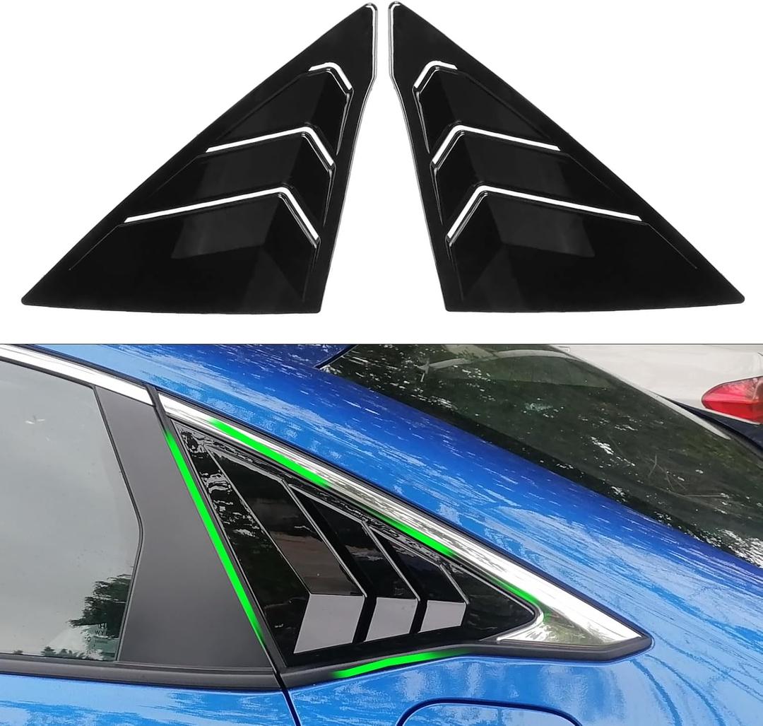 Compatible with Honda Civic 11th Gen Rear Window Vents, 1Pair Side Window Louvers ABS, Glossy Black