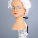 morvally Kids Colonial Judge Wig and Glasses 18th Century Costume White Powered Hair Wig for Children Halloween Costume Cosplay (White)