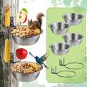 2 Pack Squirrel Feeders, Add 2 Colander Bowls (Each 8.5"/1.4L) for Replacement, Dual Corn Cob Spikes for Multi-Food, Metal Squirrel Feeders for Outside, Removable Bowl Nice to Clean/Refill (Silver)