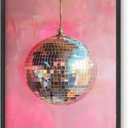 HAUS AND HUES Dorm Wall Art - Cool Wall Art Poster for Girls Dorm Room, Cute Girly Picture for Bedroom, Aesthetic Dorm Print (Disco Ball, Unframed, 11x14)