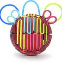 Silicone Sensory Activity Ball,Spherical Six-Sided Sensory Activity Board ,Fidget Toy for Calming, Stress, Anxiety, ADHD & Autism,Kids 3+ & Adults,with 20 Strings (Berries)