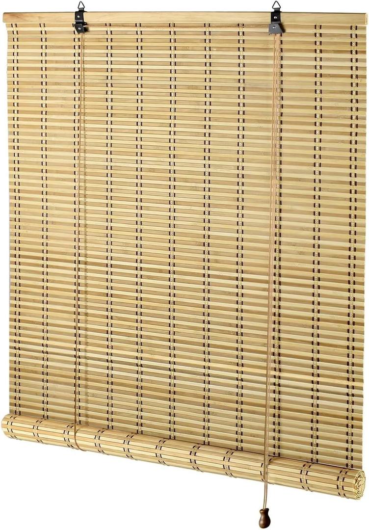 Bamboo Blinds, Easy to Install Bamboo Shades for Indoor Windows, Custom Sizes Roller Shades for Indoor Windows, Roll Up Blinds Indoor Outdoor Patio 69x72