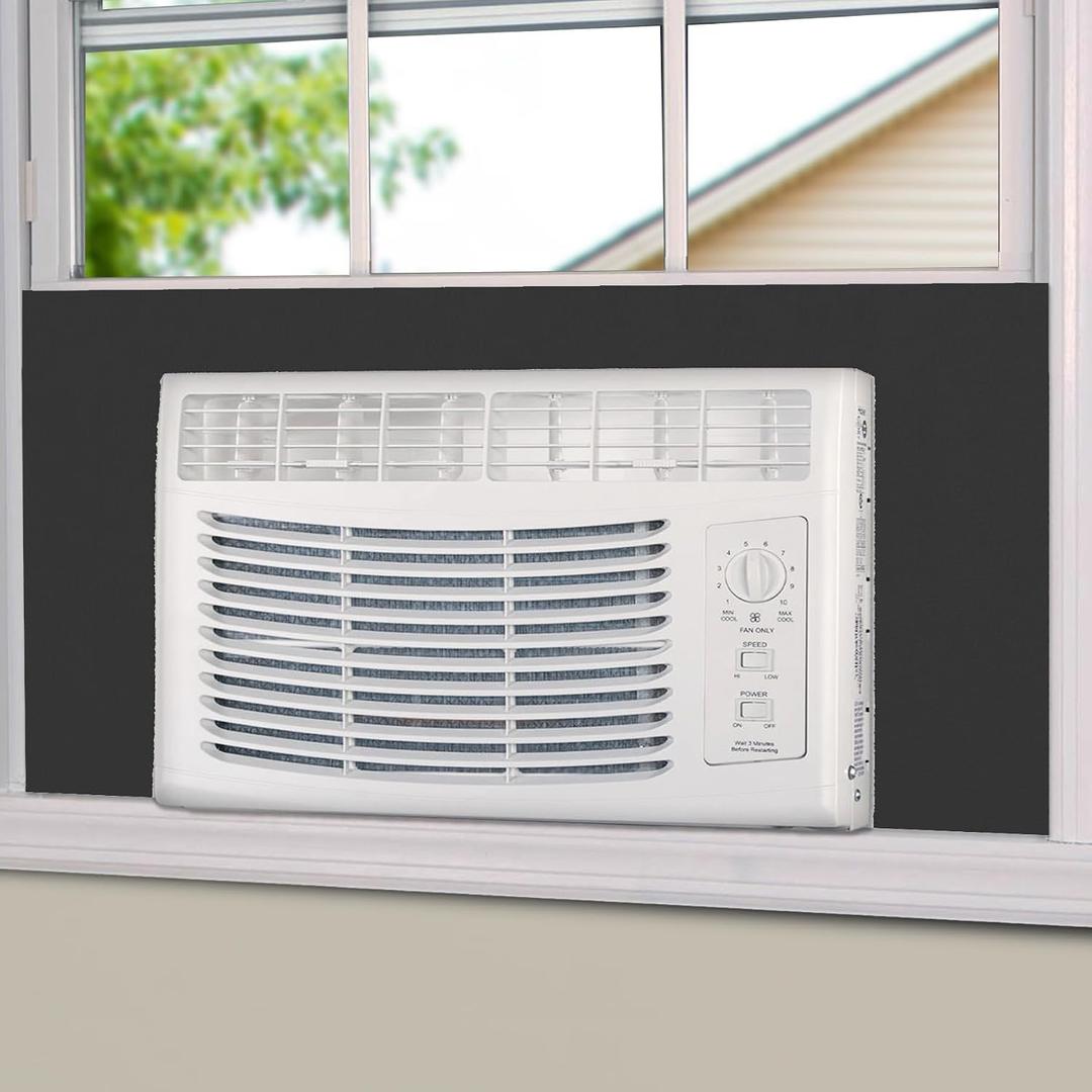 BJADE'S Window Air Conditioner Side Insulated Foam Panel,Full Surround Panels Window Seal Kit, Summer and Winter Heat and Draft Insulating Black