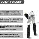 Can Opener Manual Heavy Duty, UHIYEE Hand Held Can Openers for Seniors with Comfort Grip Sharp Blade, Solid Steel Hand Manual Can Open with Magnet for Kitchen Camping, Black