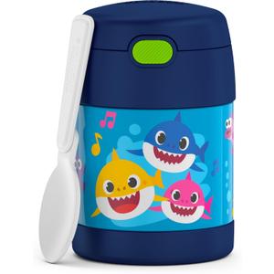 THERMOS FUNTAINER 10 Ounce Stainless Steel Vacuum Insulated Kids Food Jar with Spoon, BABY SHARK