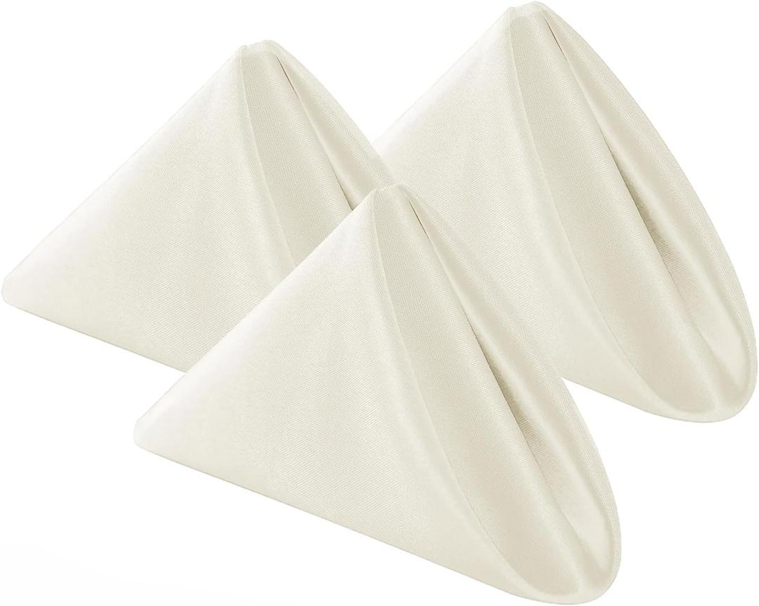 Bailarina Cloth Napkins Set of 80,17x17 inches Dinner Napkins Cloth Washable,Polyester Square Table Cloth Napkin Bulk with Hemmed Edges Ideal for Banquets, Parties and Weddings-Ivory