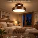20" Bladeless Ceiling Fan with Light and Remote, LED Low Profile Flush Mount Ceiling Fan with 6 Speed Dimmable, 3000-6000K, Enclosed Modern Ceiling Fans for Bedroom Living Room, Large