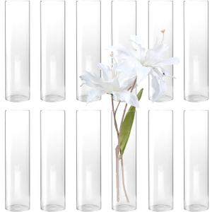 Clear Glass Bud Vase Set of 12 Pcs, Small Glass Vases in Bulk Mini Glass Vintage Vases for Centerpiece Rustic Wedding Table Decoration (12 Pcs - 2)