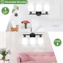 Zarbitta 3-Light Bathroom Light Fixtures, Black Modern Vanity Lights with Milky White Frosted Glass Shades, Bathroom Wall Lamp for Mirror Kitchen Living Room Hallway Cabinet Porch