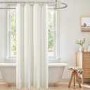 2 Pack OUFALL Natural 54x78 Inch Length Waterproof Linen Fabric Shower Curtain