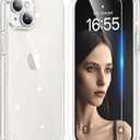 TAURI iPhone 15 Case Glitter, [Not Yellowing] with 2X Screen Protector, [Military Grade Drop Protection] Bling Cute Sparkly Case for iPhone 15, Glitter Clear