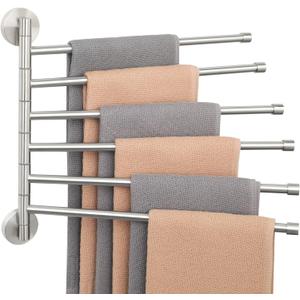 Alise Swing Out Towel Rack, Folding Hand Towel Bar 6 Bars Arm Towel Holder Towel Hanger for Bathroom Wall Mount, Space Saving Towel Rail, GDL8006-LS SUS304 Stainless Steel Brushed Nickel