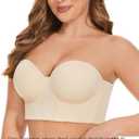 SEA BBOT Women Longline Strapless Bra Full Figure Corset Bra Hide Back Fat (Beige)