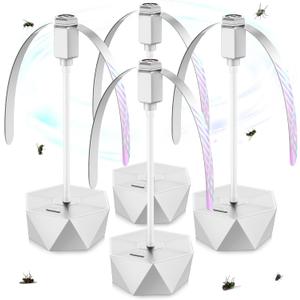 Fly Fans for Tables, Fly Repellent Fan Outdoor Indoor Keep Flies Away, Repellent Fans for Tables with Holographic Blades for Picnic, Party, Restaurant, Kitchen, and BBQ, 4 Pack Silver