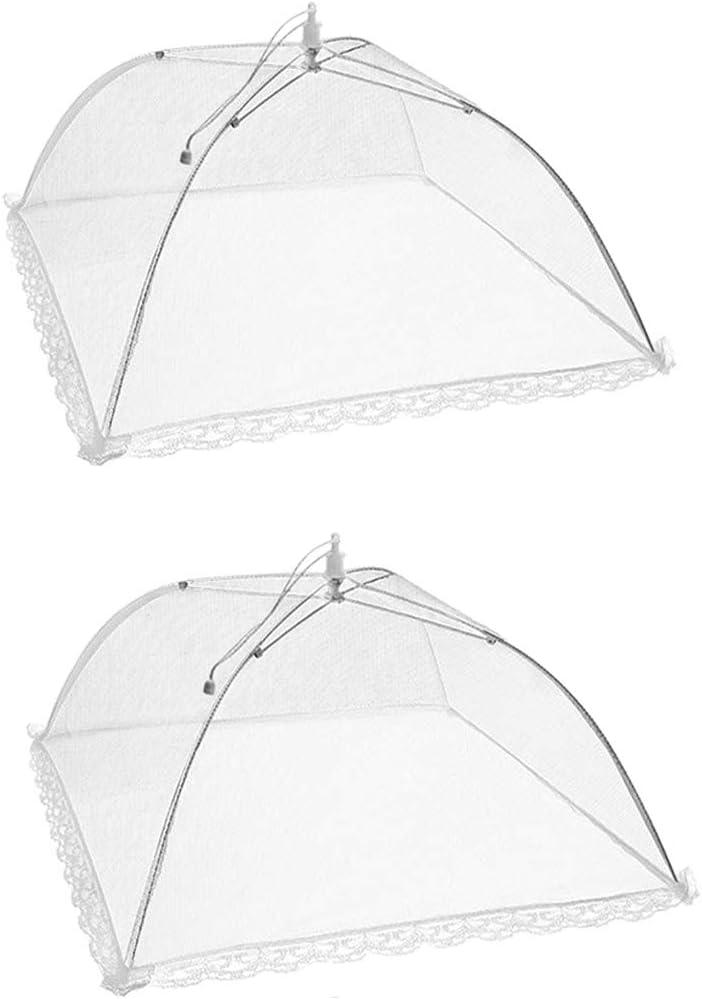 2 Pack Pop-Up Mesh Food Covers, 17 Inches Umbrella-Style Folding Mesh Food Cover Picnic Dome, Food Protector Tent Keep Out Flies, Bugs, Mosquitoes