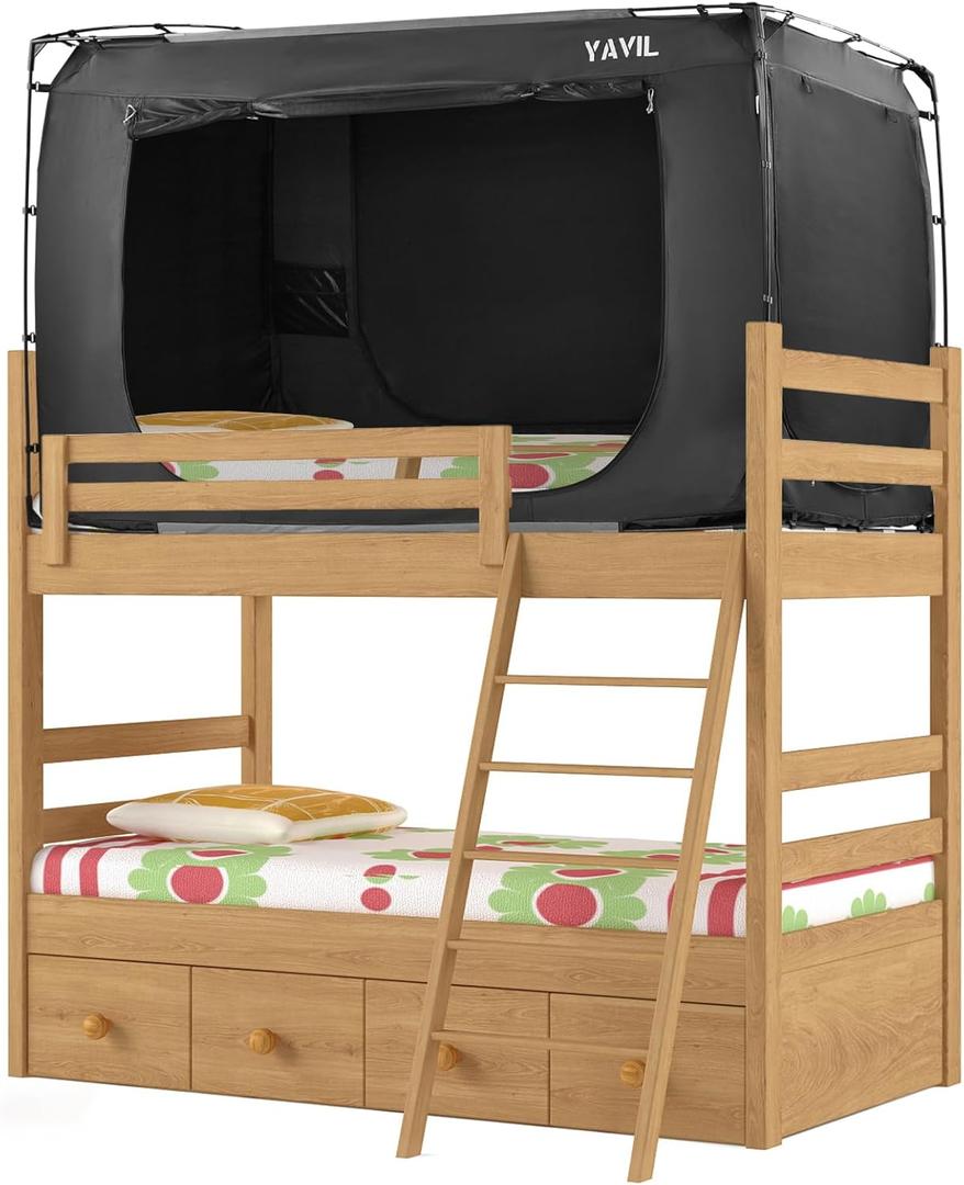 Bed Tent Bed Canopy Bunk Twin Size, Portable Sleeping Tents Dream Tents Indoor for Kids and Adult, Blackout 93% Breathable Privacy Space on Bed with Three Doors (Mattress Not Included)