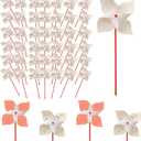 50pcs DIY Paper Pinwheels for Kids, Paper Pinwheels Bulk Blank Plastic Windmills Pinwheel Crafts for Kids Home Fun Graffiti Summer Activities Group Daycare School