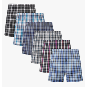 JupiterSecret Men's Underwear Woven Boxers for Men Pack Cotton Boxer Shorts Elastic Waistband, L