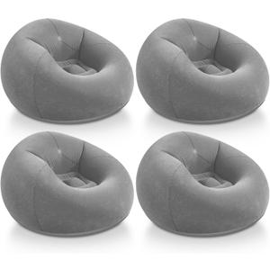 Realspring Inflatable Bean Bag Chairs Outdoor Blow up Camping Chairs Inflatable Lazy Sofa Folding Portable Bean Bag Loungers Couch for Movie Night(Dark Gray,4 Pcs)