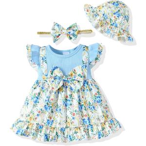SUNNY PIGGY Baby Girl Clothes Newborn Infant Flower Girl Dresses Summer Outfit 0 3 6 9 12 18 24 Months Overall Skirt Set, Size: 0-3 Months