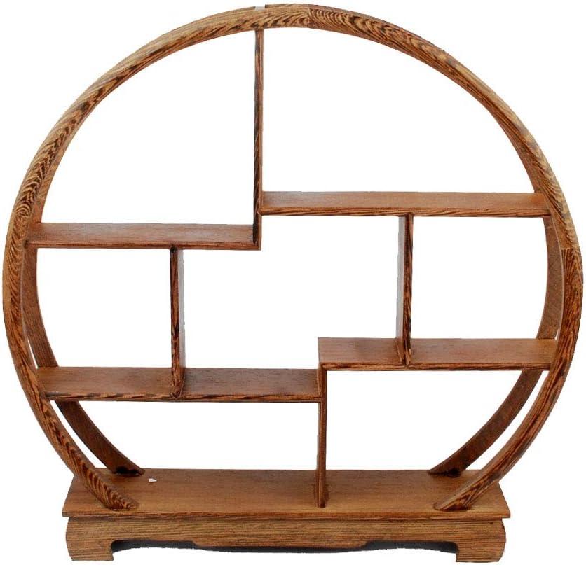 NWFashion Chinese Wooden Rosewood Display Stand Decoration 11" Curio Cabinets Shelf (Circle) (4)