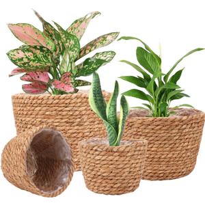 Seagrass Planter Basket Stylish Planter Baskets for Indoor and Outdoor Plants Perfect for Flower Pots Cover and Room Decoration, Set of 4