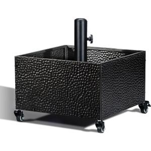 BAYN Heavy-Duty Metal Umbrella Base Stand with Wheels, 150lb Capacity Portable Fillable Planter for Patio, Outdoor, Garden, Poolside, Yard & Lawn