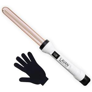Curling Wand Ceramic Titanium with Glove | Titanium Curling Wand | Professional Hot Tool Curling Iron | Best Hair Curler Wand for Frizz Free Flawless Waves (1 Inch 25mm Gold)