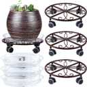 3 Pack Plant Caddy with Wheels Heavy Duty 13.5 Inches Metal Plant Stand with Wheels Plant Dolly Rolling Plant Stand Plant Roller with Casters for Indoor and Outdoor, Bronze