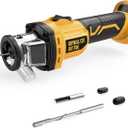 Cordless Drywall Cut-Out Tool for Dewalt 20V Battery, Brushless Rotary Saw, 30000 RPM, Adjustable Depth, Quick Bit Change, LED, Compact Spiral Saw for Cutting Wood Drywall, Sheetrock, Wood (Tool Only) (Yellow)
