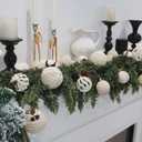 3.15INCH Beige Velvet Ornaments for Christmas Tree, 12PCS Glitter Flocked Christmas Ornaments Decorations Balls Set Decor