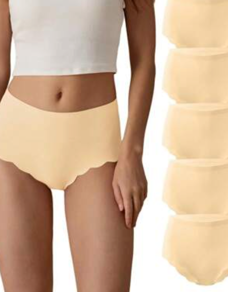 SHARICCA Seamless High Waisted Underwear For Women Cheeky Underwear Wave Edge No Show Bikini Panties Ribbed Panties Pack of 4, Size M